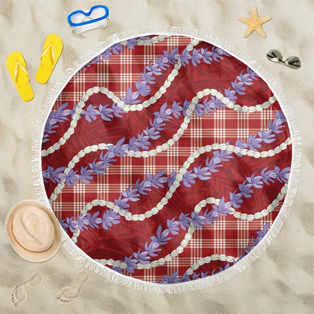 Red Hawaii Palaka Honohono Pikake Beach Blanket Hawaiian Orchid Lei Polynesian Pattern - Polynesian Pride