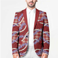 Red Hawaii Palaka Honohono Pikake Blazer Hawaiian Orchid Lei Polynesian Pattern - Polynesian Pride