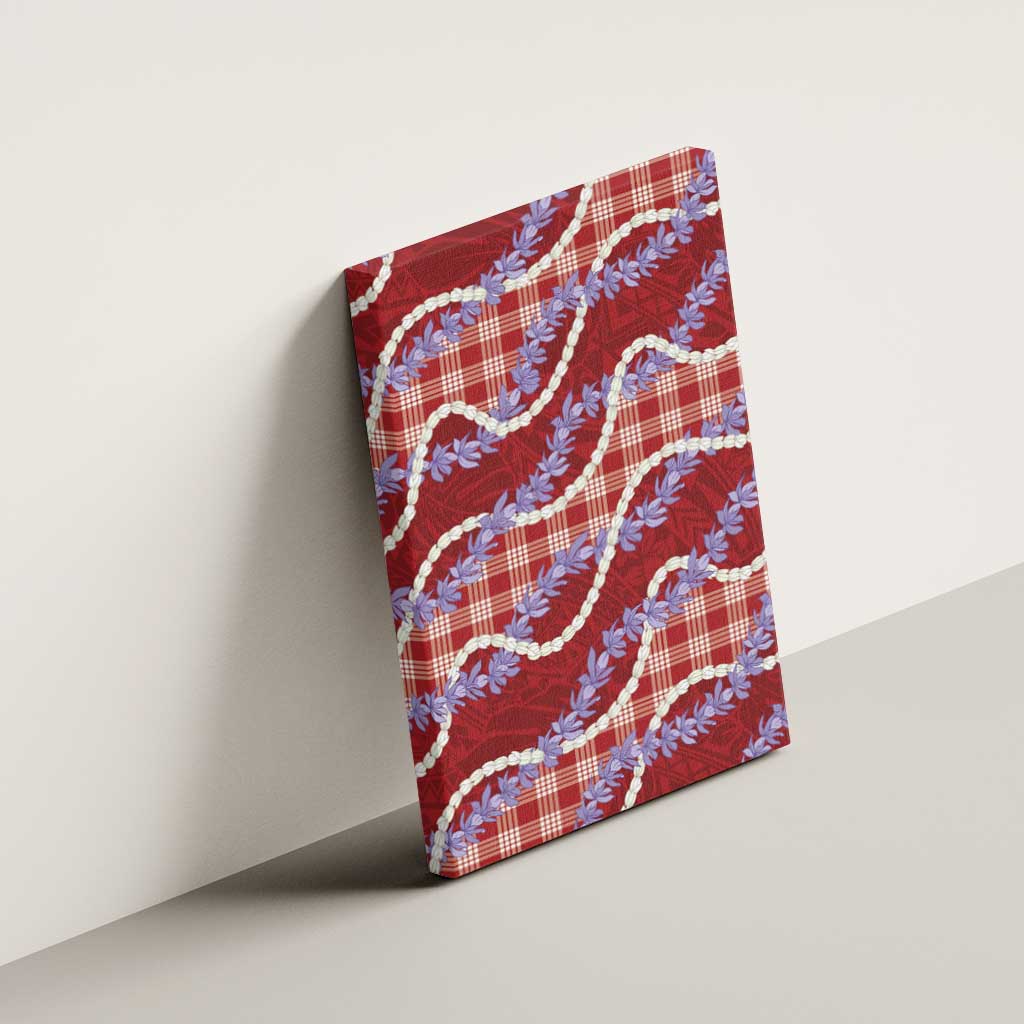 Red Hawaii Palaka Honohono Pikake Canvas Wall Art Hawaiian Orchid Lei Polynesian Pattern - Polynesian Pride