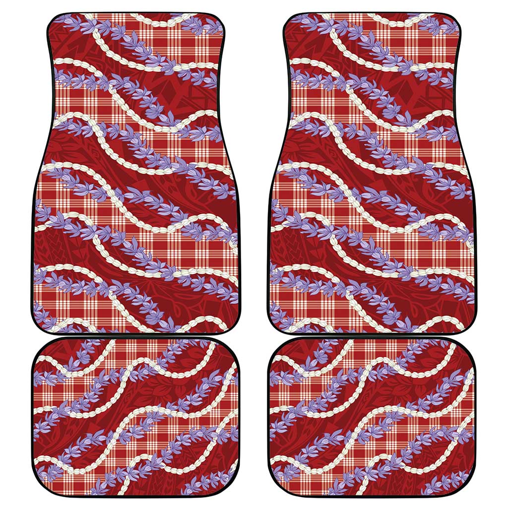 Red Hawaii Palaka Honohono Pikake Car Mats Hawaiian Orchid Lei Polynesian Pattern - Polynesian Pride