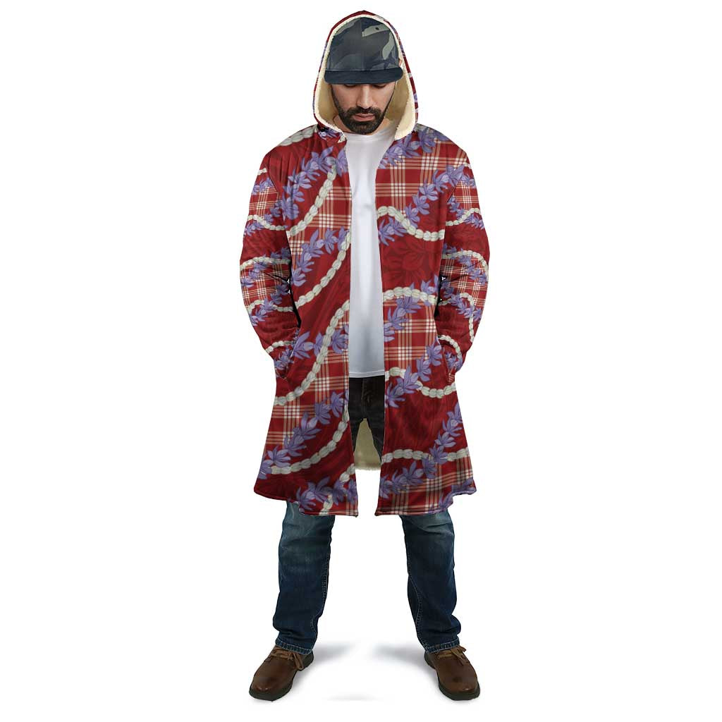 Red Hawaii Palaka Honohono Pikake Cloak Hawaiian Orchid Lei Polynesian Pattern - Polynesian Pride