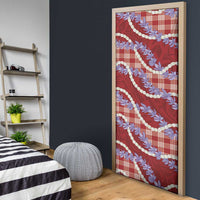Red Hawaii Palaka Honohono Pikake Door Cover Hawaiian Orchid Lei Polynesian Pattern - Polynesian Pride