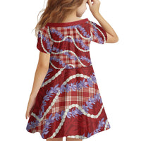 Red Hawaii Palaka Honohono Pikake Family Matching Off Shoulder Short Dress and Hawaiian Shirt Hawaiian Orchid Lei Polynesian Pattern LT14 - Polynesian Pride