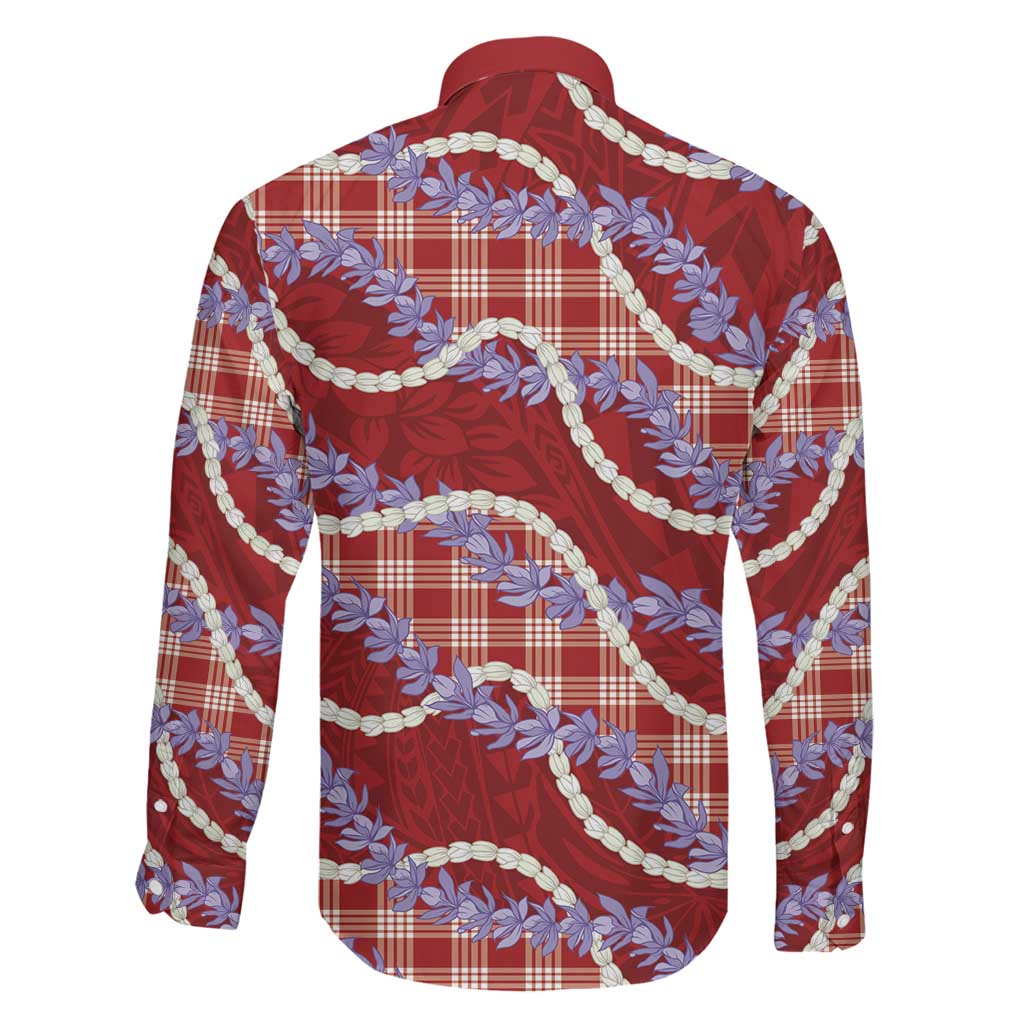 Red Hawaii Palaka Honohono Pikake Family Matching Off Shoulder Short Dress and Hawaiian Shirt Hawaiian Orchid Lei Polynesian Pattern LT14 - Polynesian Pride
