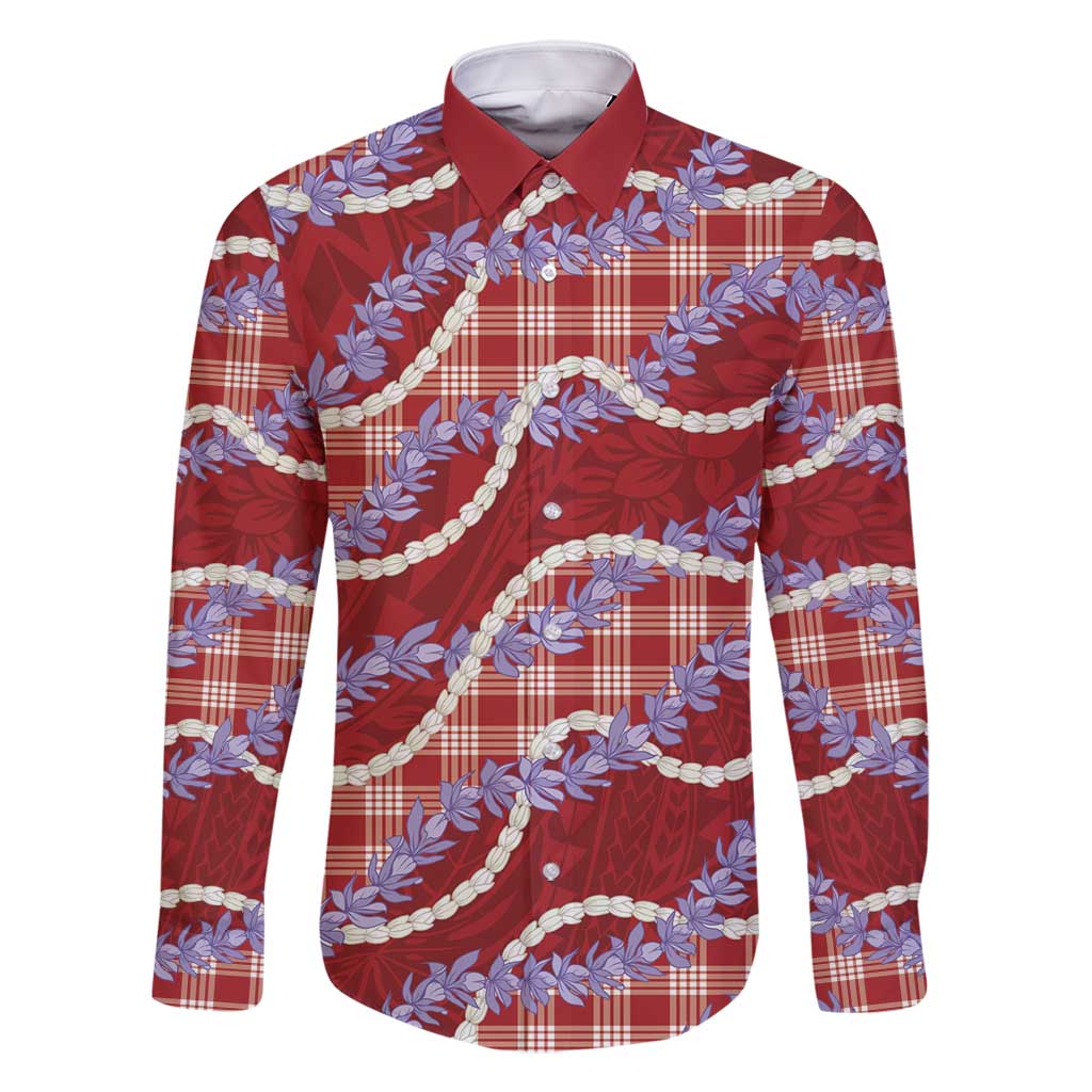 Red Hawaii Palaka Honohono Pikake Family Matching Summer Maxi Dress and Hawaiian Shirt Hawaiian Orchid Lei Polynesian Pattern - Polynesian Pride