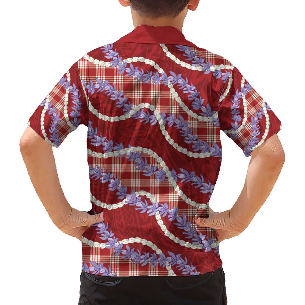 Red Hawaii Palaka Honohono Pikake Hawaiian Shirt Hawaiian Orchid Lei Polynesian Pattern - Polynesian Pride