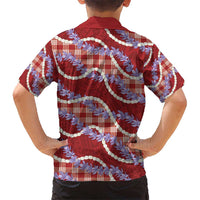 Red Hawaii Palaka Honohono Pikake Hawaiian Shirt Hawaiian Orchid Lei Polynesian Pattern - Polynesian Pride