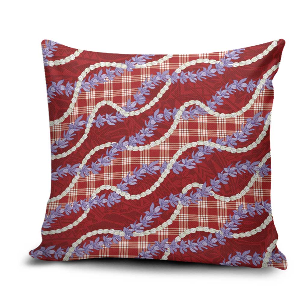 Red Hawaii Palaka Honohono Pikake Pillow Cover Hawaiian Orchid Lei Polynesian Pattern - Polynesian Pride
