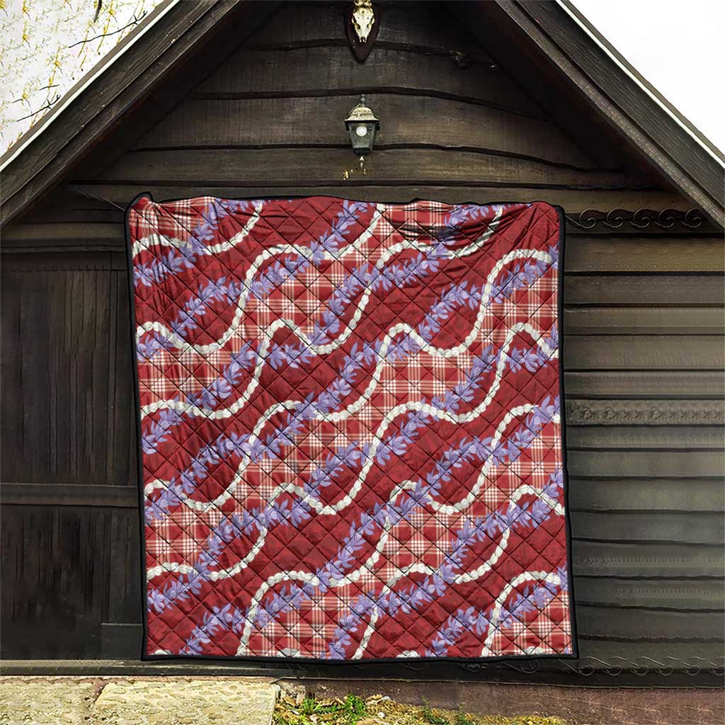 Red Hawaii Palaka Honohono Pikake Quilt Hawaiian Orchid Lei Polynesian Pattern - Polynesian Pride