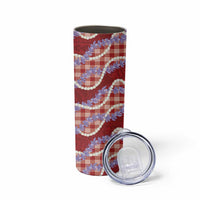 Red Hawaii Palaka Honohono Pikake Skinny Tumbler Hawaiian Orchid Lei Polynesian Pattern - Polynesian Pride
