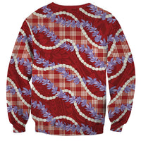 Red Hawaii Palaka Honohono Pikake Sweatshirt Hawaiian Orchid Lei Polynesian Pattern - Polynesian Pride