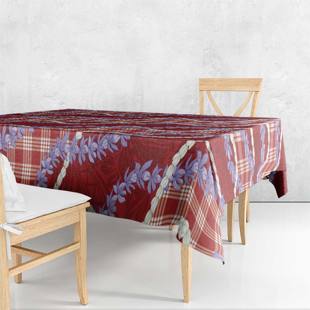 Red Hawaii Palaka Honohono Pikake Tablecloth Hawaiian Orchid Lei Polynesian Pattern - Polynesian Pride