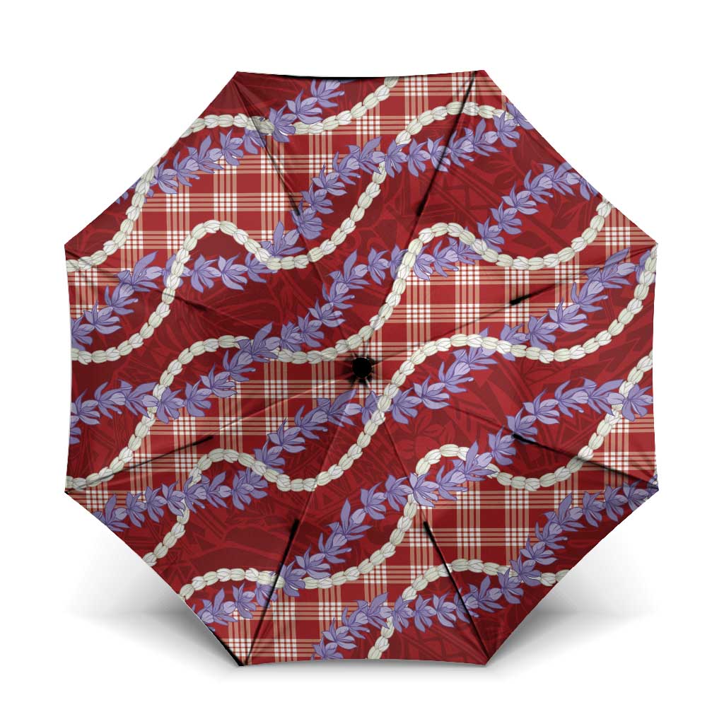 Red Hawaii Palaka Honohono Pikake Umbrella Hawaiian Orchid Lei Polynesian Pattern - Polynesian Pride