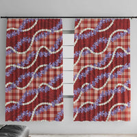 Red Hawaii Palaka Honohono Pikake Window Curtain Hawaiian Orchid Lei Polynesian Pattern - Polynesian Pride