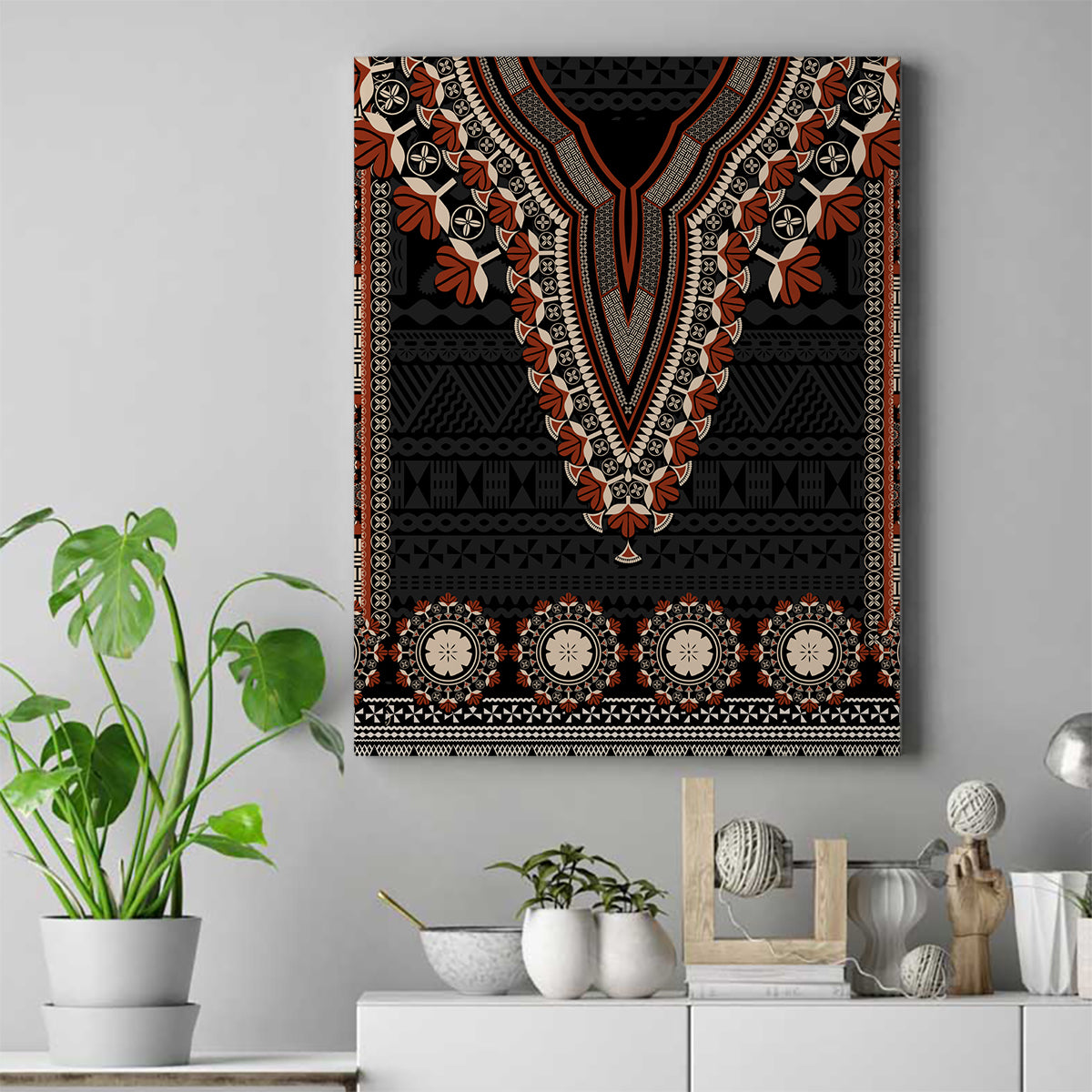 Bula Fiji Dashiki Vintage Fijian Masi Tapa Pattern Canvas Wall Art LT14 Brown - Polynesian Pride