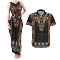 Bula Fiji Dashiki Vintage Fijian Masi Tapa Pattern Couples Matching Tank Maxi Dress and Hawaiian Shirt LT14 Brown - Polynesian Pride