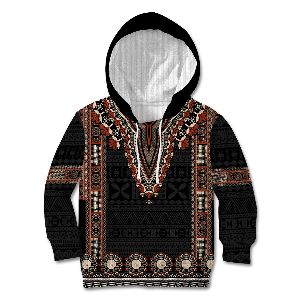 Bula Fiji Dashiki Vintage Fijian Masi Tapa Pattern Kid Hoodie LT14 Hoodie Brown - Polynesian Pride