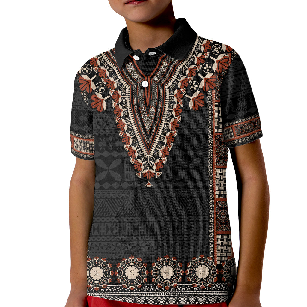 Bula Fiji Dashiki Vintage Fijian Masi Tapa Pattern Kid Polo Shirt LT14 Kid Brown - Polynesian Pride