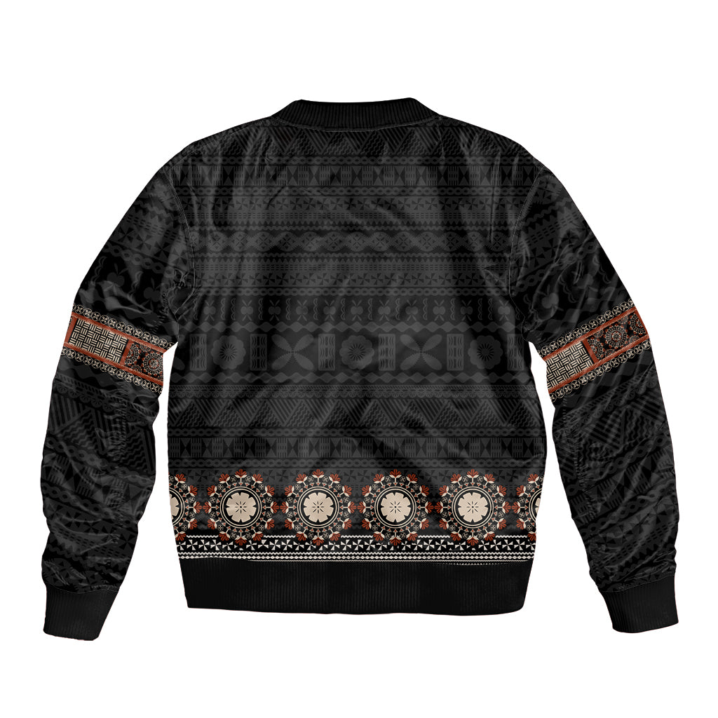 Bula Fiji Dashiki Vintage Fijian Masi Tapa Pattern Sleeve Zip Bomber Jacket LT14 - Polynesian Pride