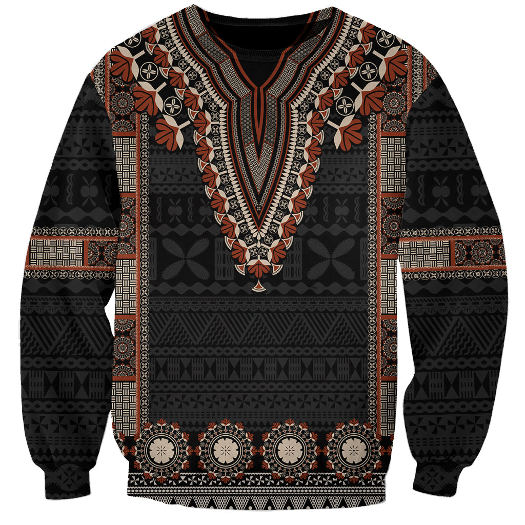 Bula Fiji Dashiki Vintage Fijian Masi Tapa Pattern Sweatshirt LT14 Unisex Brown - Polynesian Pride