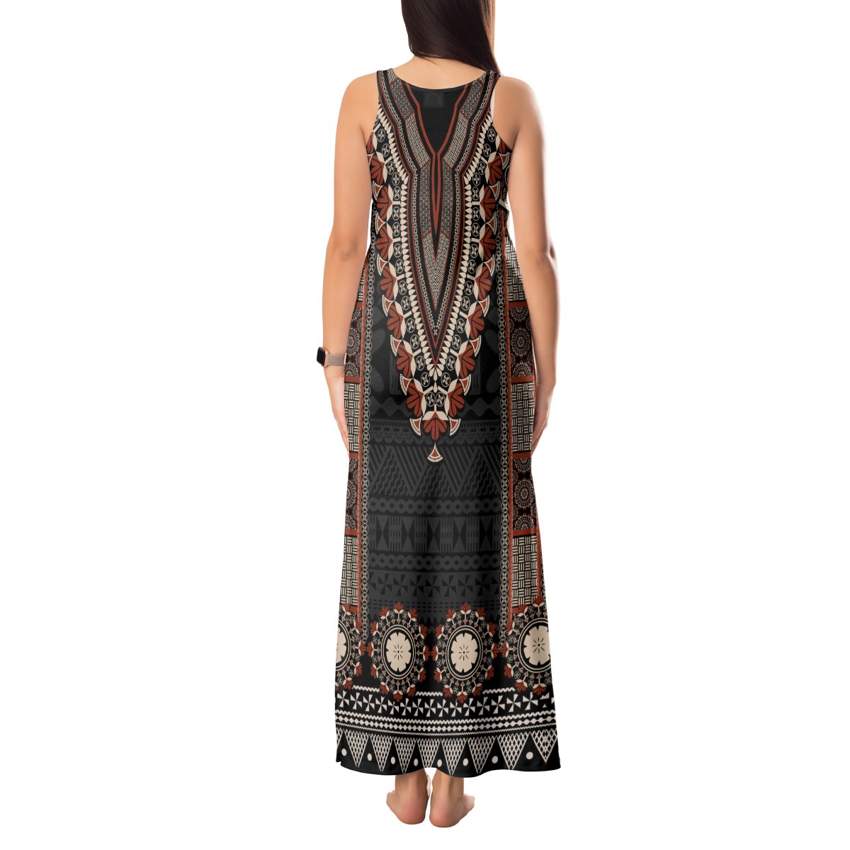 Bula Fiji Dashiki Vintage Fijian Masi Tapa Pattern Tank Maxi Dress LT14 - Polynesian Pride