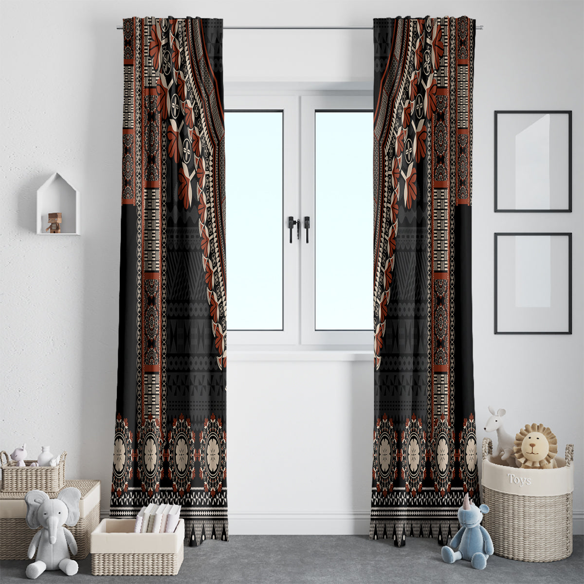 Bula Fiji Dashiki Vintage Fijian Masi Tapa Pattern Window Curtain LT14 - Polynesian Pride