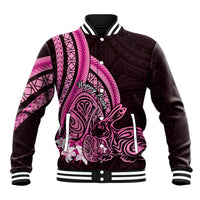 Pink Polynesia Easter Day Baseball Jacket Eggs With Bunny Polynesian Pattern LT14 Unisex Pink - Polynesian Pride