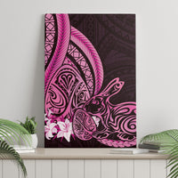 Pink Polynesia Easter Day Canvas Wall Art Eggs With Bunny Polynesian Pattern