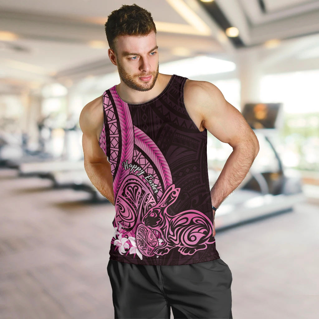 Pink Polynesia Easter Day Men Tank Top Eggs With Bunny Polynesian Pattern LT14 Pink - Polynesian Pride