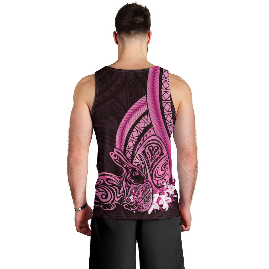 Pink Polynesia Easter Day Men Tank Top Eggs With Bunny Polynesian Pattern LT14 - Polynesian Pride