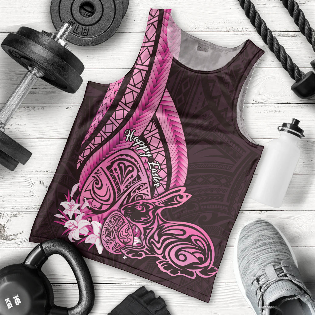 Pink Polynesia Easter Day Men Tank Top Eggs With Bunny Polynesian Pattern LT14 - Polynesian Pride