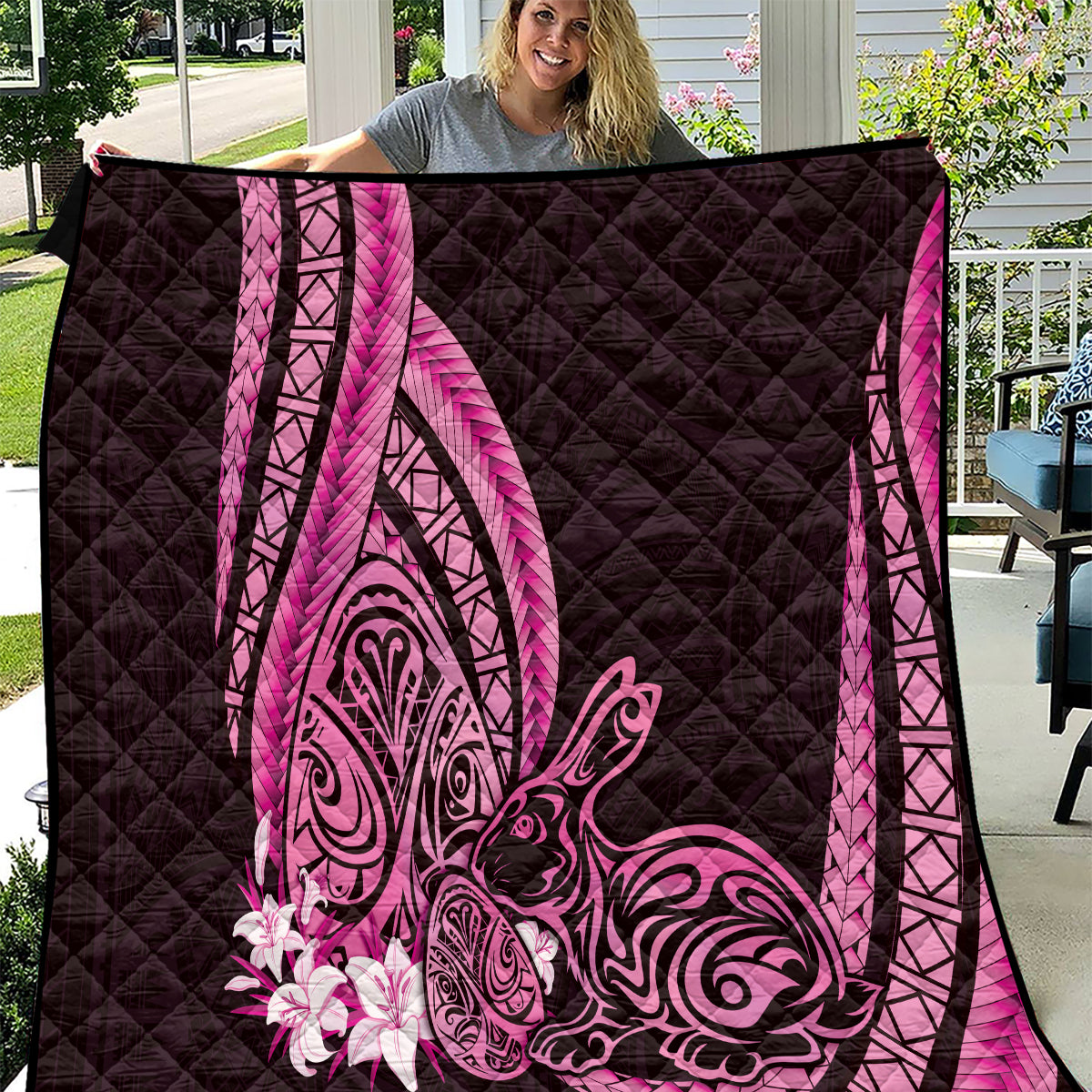 Pink Polynesia Easter Day Quilt Eggs With Bunny Polynesian Pattern LT14 Pink - Polynesian Pride