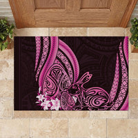 Pink Polynesia Easter Day Rubber Doormat Eggs With Bunny Polynesian Pattern LT14 - Polynesian Pride