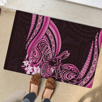 Pink Polynesia Easter Day Rubber Doormat Eggs With Bunny Polynesian Pattern LT14 - Polynesian Pride