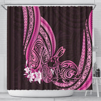 Pink Polynesia Easter Day Shower Curtain Eggs With Bunny Polynesian Pattern LT14 - Polynesian Pride