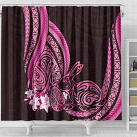 Pink Polynesia Easter Day Shower Curtain Eggs With Bunny Polynesian Pattern LT14 - Polynesian Pride