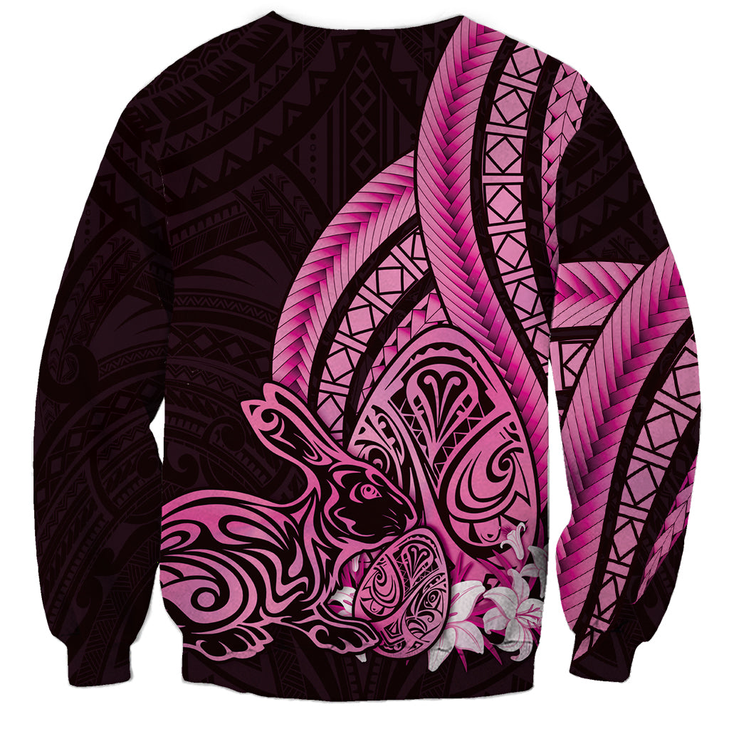 Pink Polynesia Easter Day Sweatshirt Eggs With Bunny Polynesian Pattern LT14 - Polynesian Pride