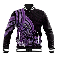 Purple Polynesia Easter Day Baseball Jacket Eggs With Bunny Polynesian Pattern LT14 Unisex Purple - Polynesian Pride