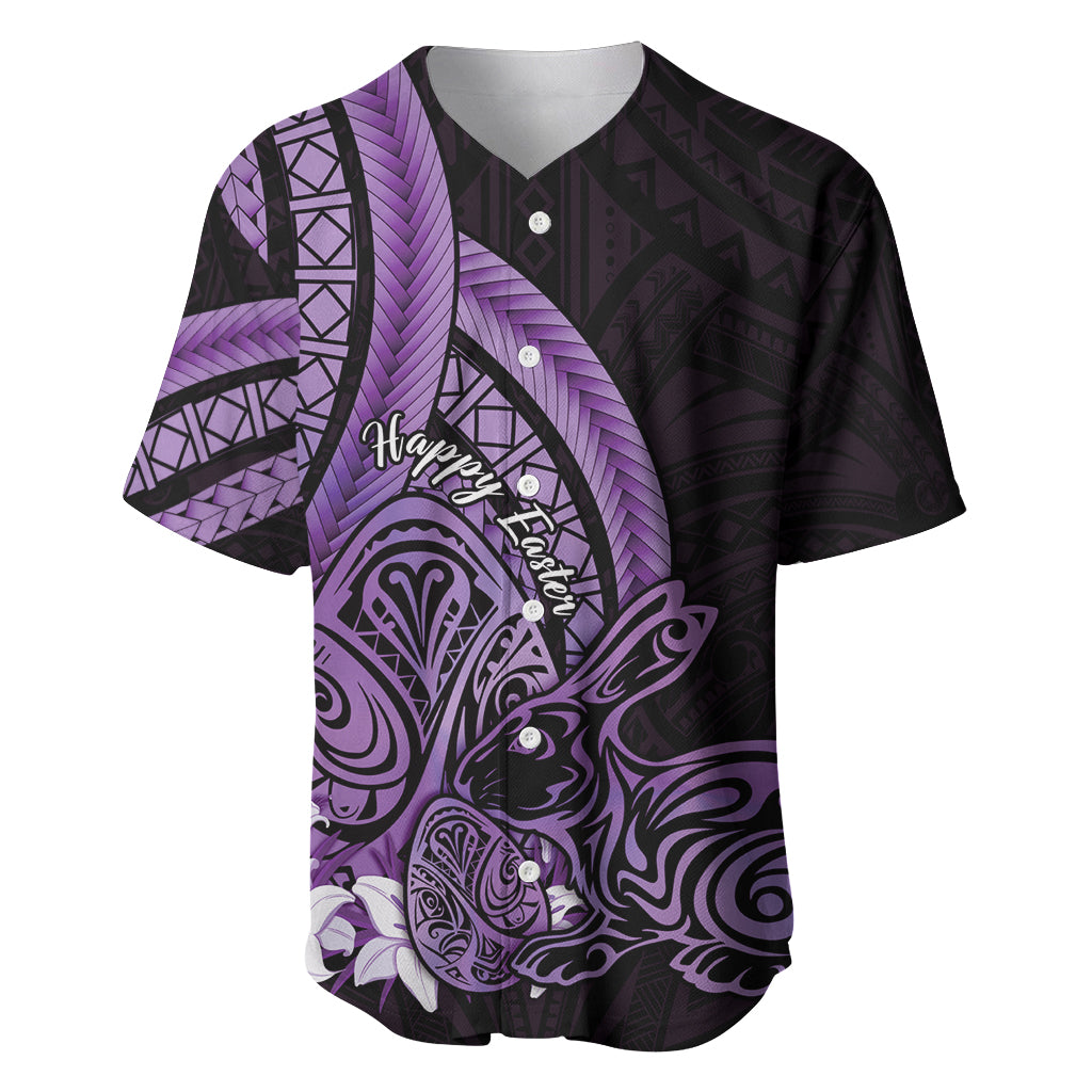 Purple Polynesia Easter Day Baseball Jersey Eggs With Bunny Polynesian Pattern LT14 Purple - Polynesian Pride