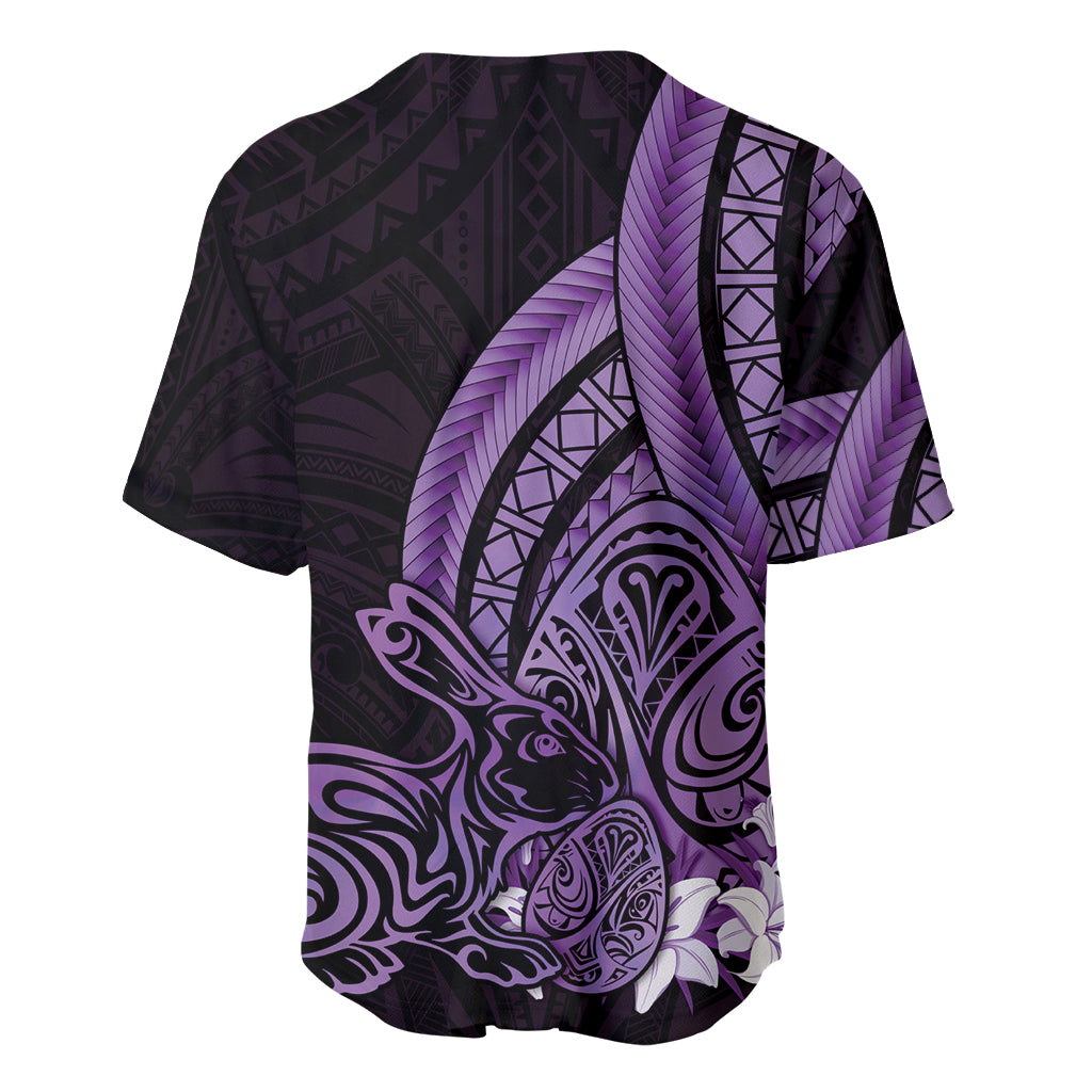 Purple Polynesia Easter Day Baseball Jersey Eggs With Bunny Polynesian Pattern LT14 - Polynesian Pride