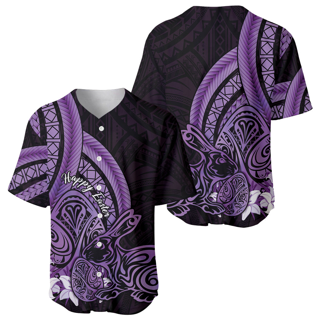 Purple Polynesia Easter Day Baseball Jersey Eggs With Bunny Polynesian Pattern LT14 - Polynesian Pride