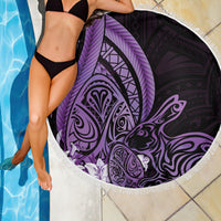 Purple Polynesia Easter Day Beach Blanket Eggs With Bunny Polynesian Pattern