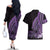 Purple Polynesia Easter Day Couples Matching Off The Shoulder Long Sleeve Dress and Hawaiian Shirt Eggs With Bunny Polynesian Pattern