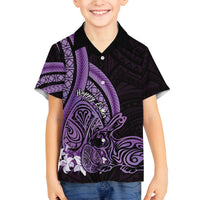 Purple Polynesia Easter Day Family Matching Puletasi and Hawaiian Shirt Eggs With Bunny Polynesian Pattern