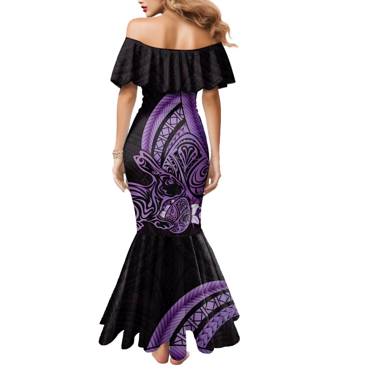 Purple Polynesia Easter Day Mermaid Dress Eggs With Bunny Polynesian Pattern LT14 - Polynesian Pride