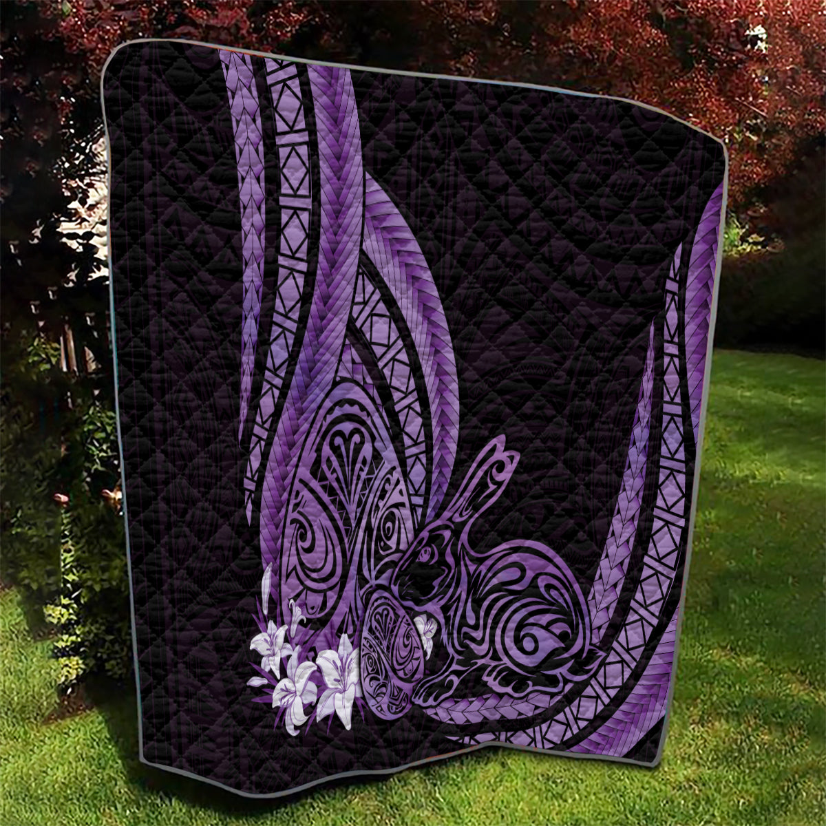 Purple Polynesia Easter Day Quilt Eggs With Bunny Polynesian Pattern LT14 - Polynesian Pride