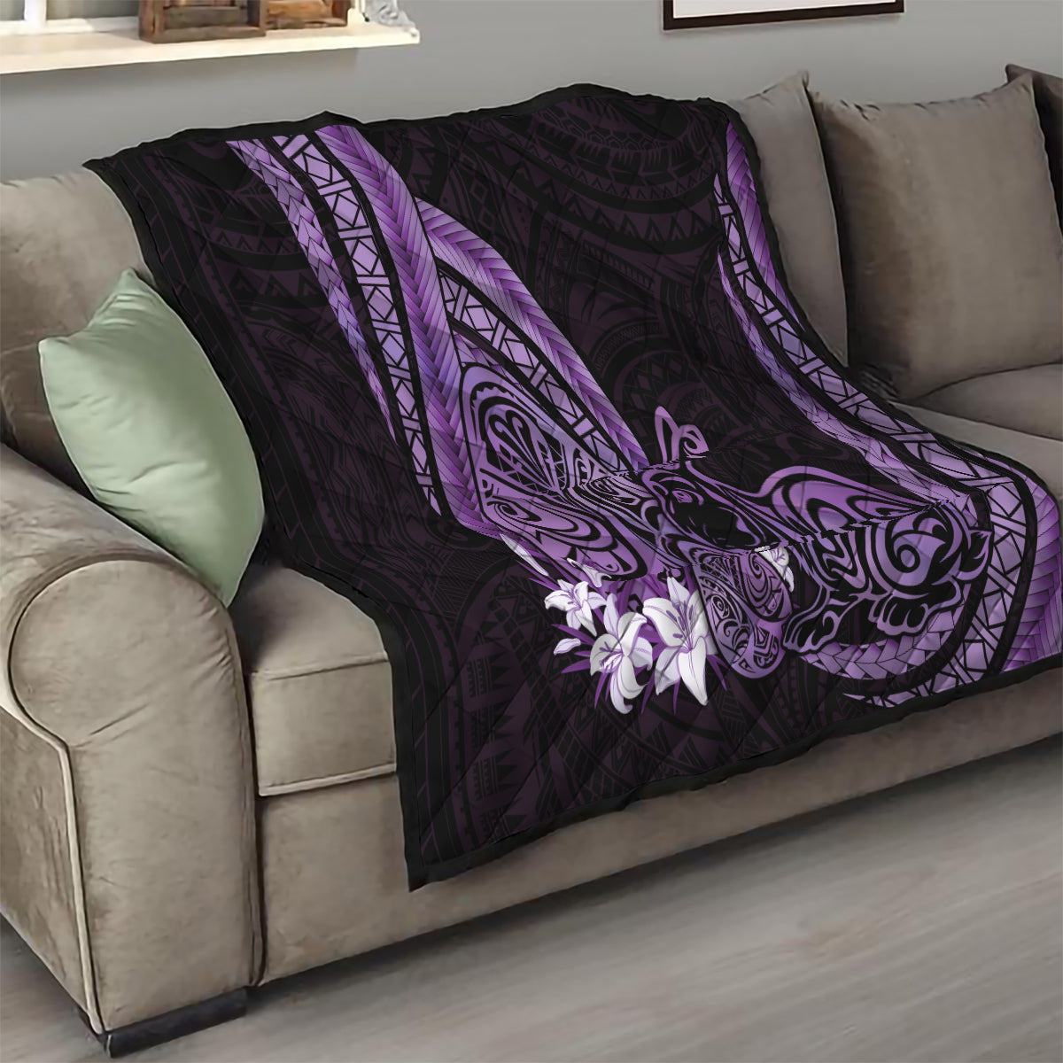 Purple Polynesia Easter Day Quilt Eggs With Bunny Polynesian Pattern LT14 - Polynesian Pride