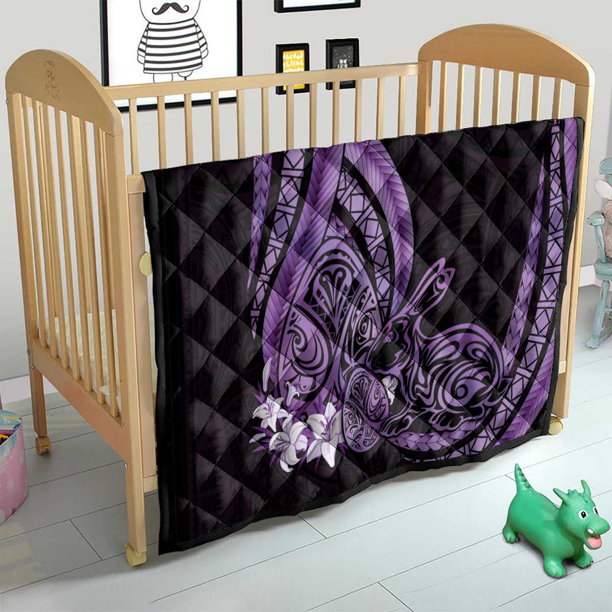 Purple Polynesia Easter Day Quilt Eggs With Bunny Polynesian Pattern LT14 - Polynesian Pride