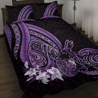 Purple Polynesia Easter Day Quilt Bed Set Eggs With Bunny Polynesian Pattern