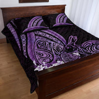 Purple Polynesia Easter Day Quilt Bed Set Eggs With Bunny Polynesian Pattern